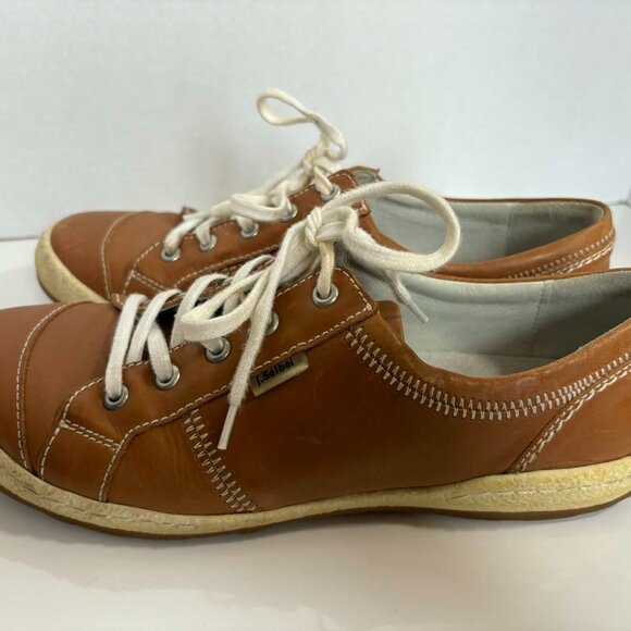 Josef Seibel Leather Sneakers – Tan Lace-Up – Made in Bulgaria Size 38 (7) - Picture 5 of 7